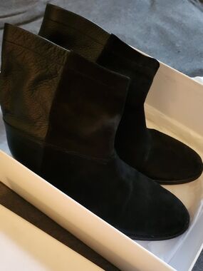 Vince Black Suede & Leather Ankle Boots